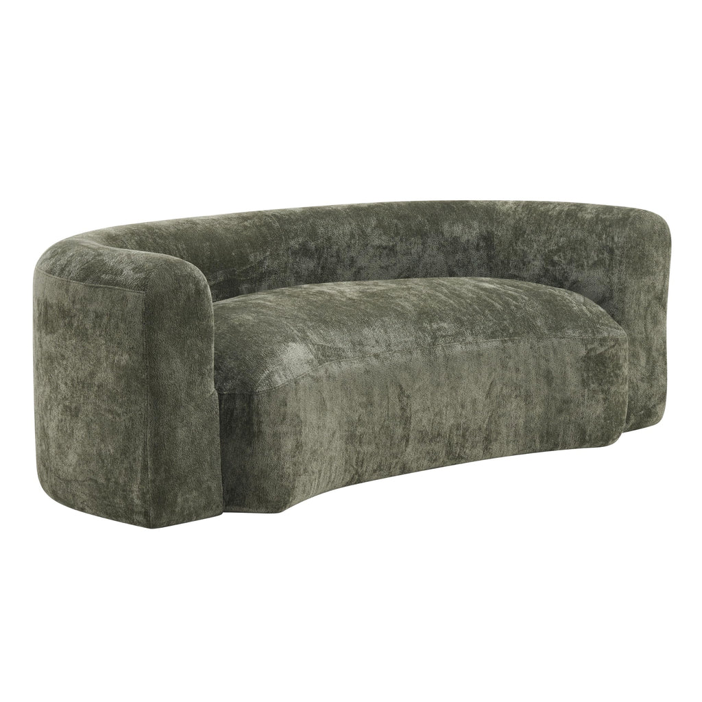 Christopher Knight Home 87.75" Curved Sleeper Sofa, 3 Seater Deep Seat Modular Floor Couch, Upholstered Chenille Fabric Comfy Cloud Couch with Round Arms & Curved Back for Living Room Bedroom, Green