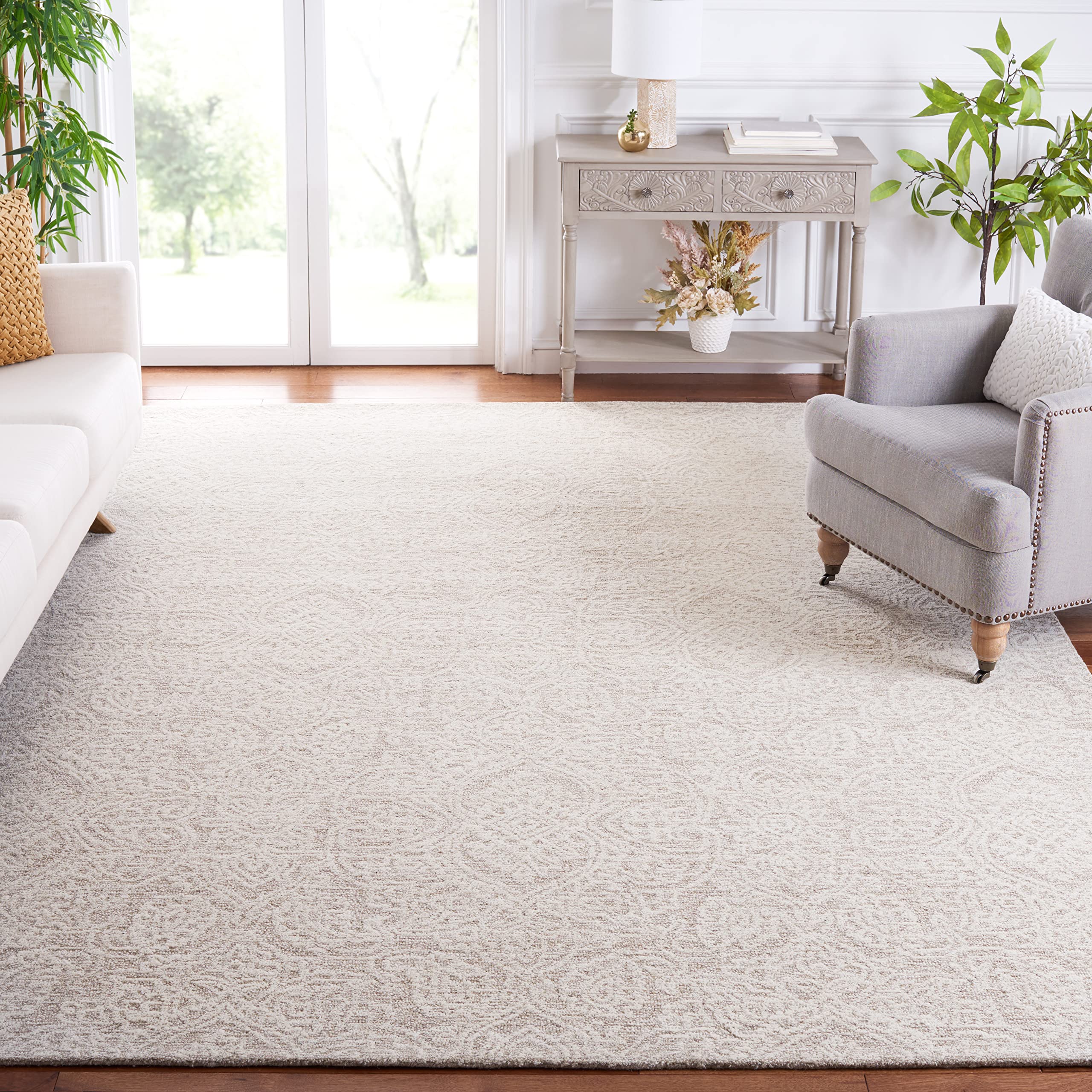 SAFAVIEH Area Rug 10x14 - Metro Collection - Large - Natural & Ivory, Handmade Wool, Ideal for Living Room, Bedroom, Dining Space (MET998A)