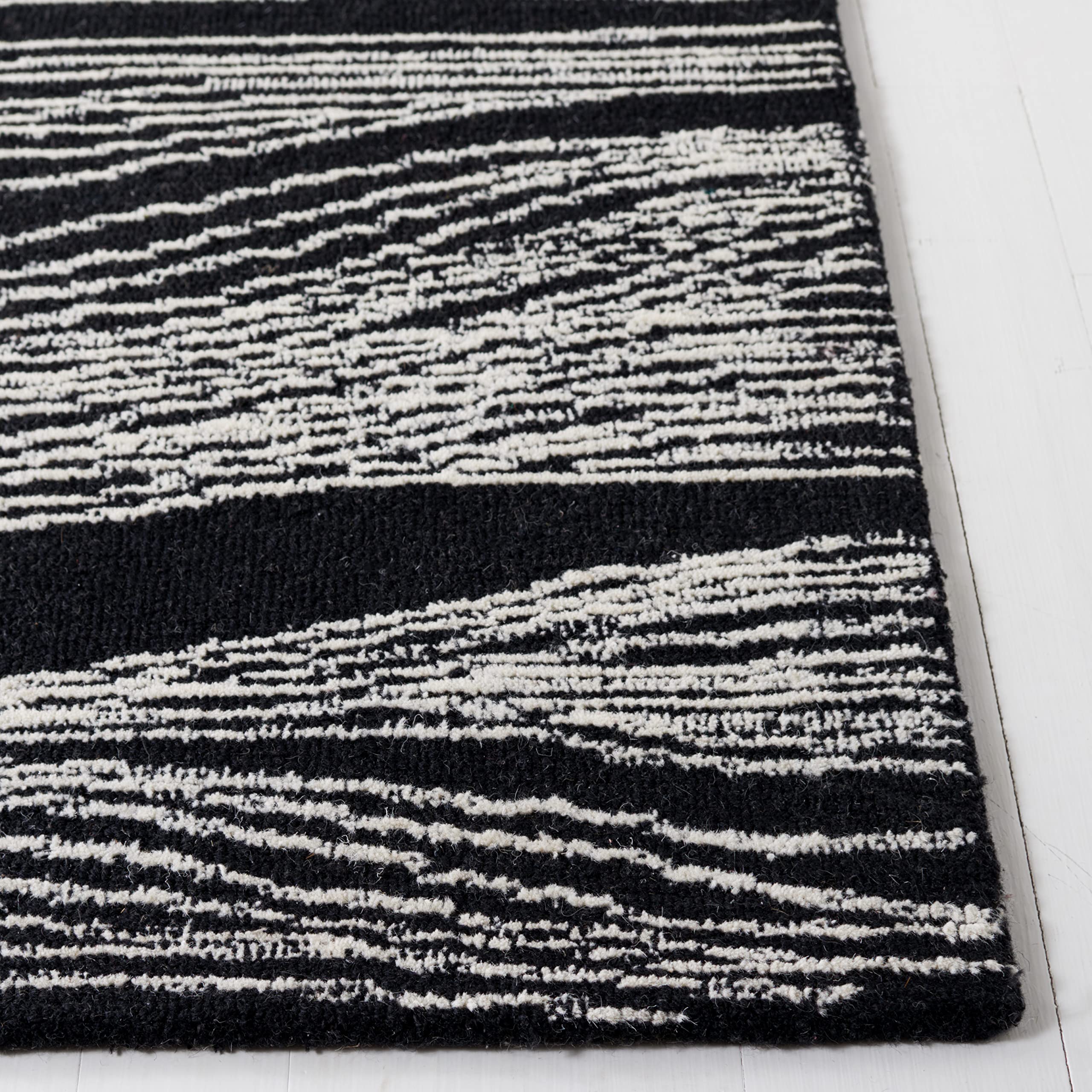 SAFAVIEH Metro Collection 8' x 10' IvoryBlack MET995B Handmade Premium Wool Living Room Dining Bedroom Area Rug