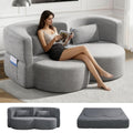 KEIKI 79" Convertible Floor Sofa Bed, Fold ‌Teddy Sleeper Cloud Couch with Storage & Deep Seat, Comfy Upholstery Curved Boneless Futon Couches, 2-in-1 Sofas for Living Room Bedroom, No Assembly, Grey