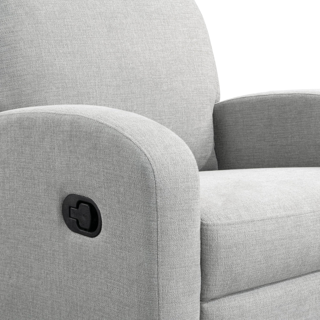 Relax-A-Lounger Palmdale 37.4" Swivel Rocker Manual Pull-Handle Recliner, Soft Modern, Pocket Coil Comfort, Black Metal Swivel Base Leg, Soft Chenille Fabric, Light Gray