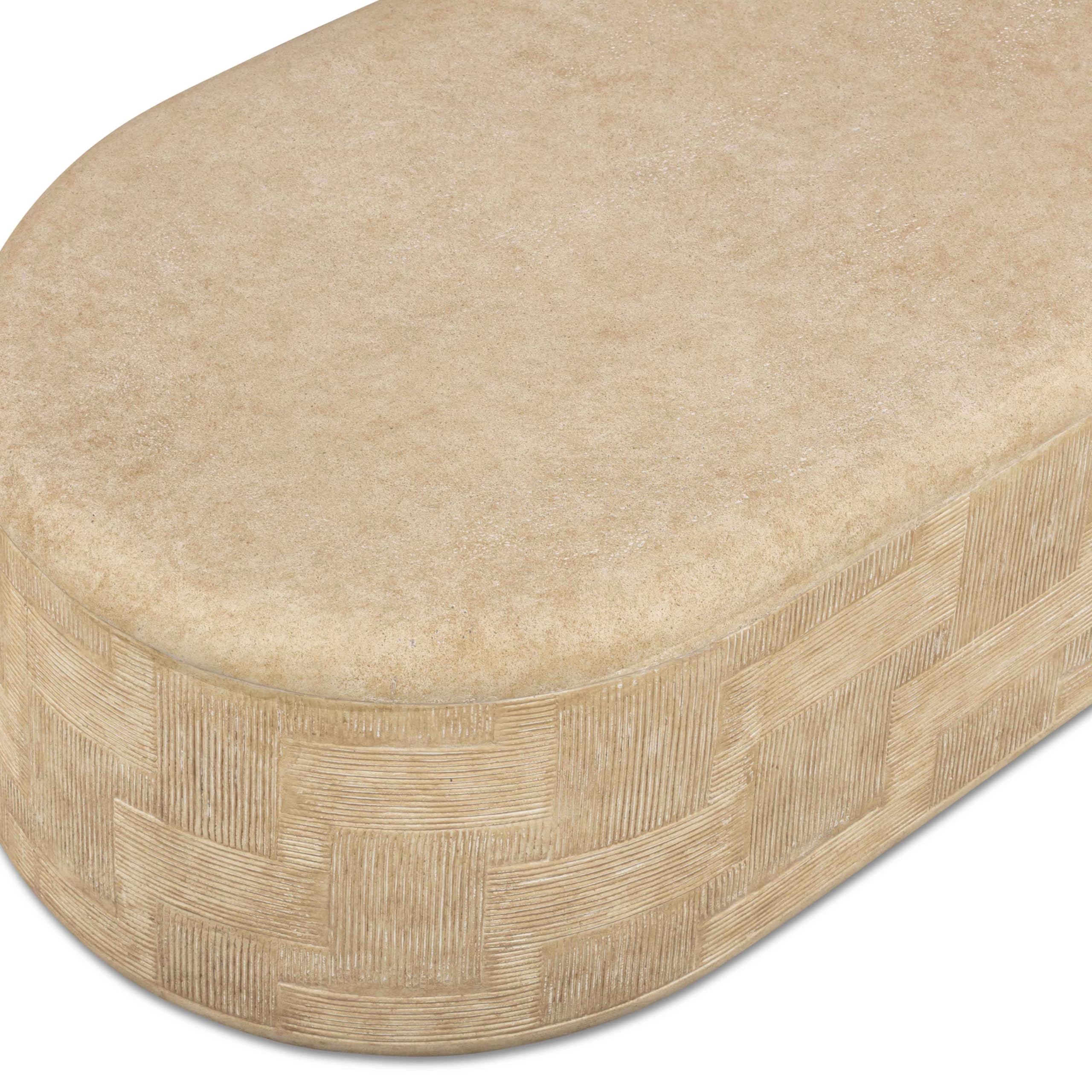 Tov Furniture Suraya Faux Travertine Concrete Rounded Coffee Table