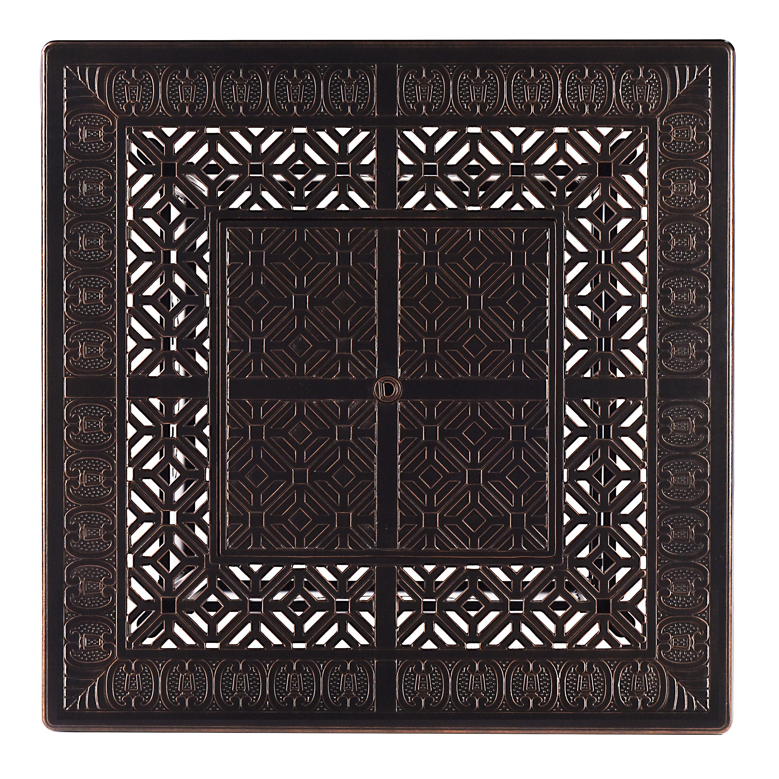 Oakland Living Aluminum 57,0000 BTU 42 in. Square Propane Black Fire Pit Table with Fire Beads, Lid, Propane Tank Cover and Table Fabric Covers in Copper Finish