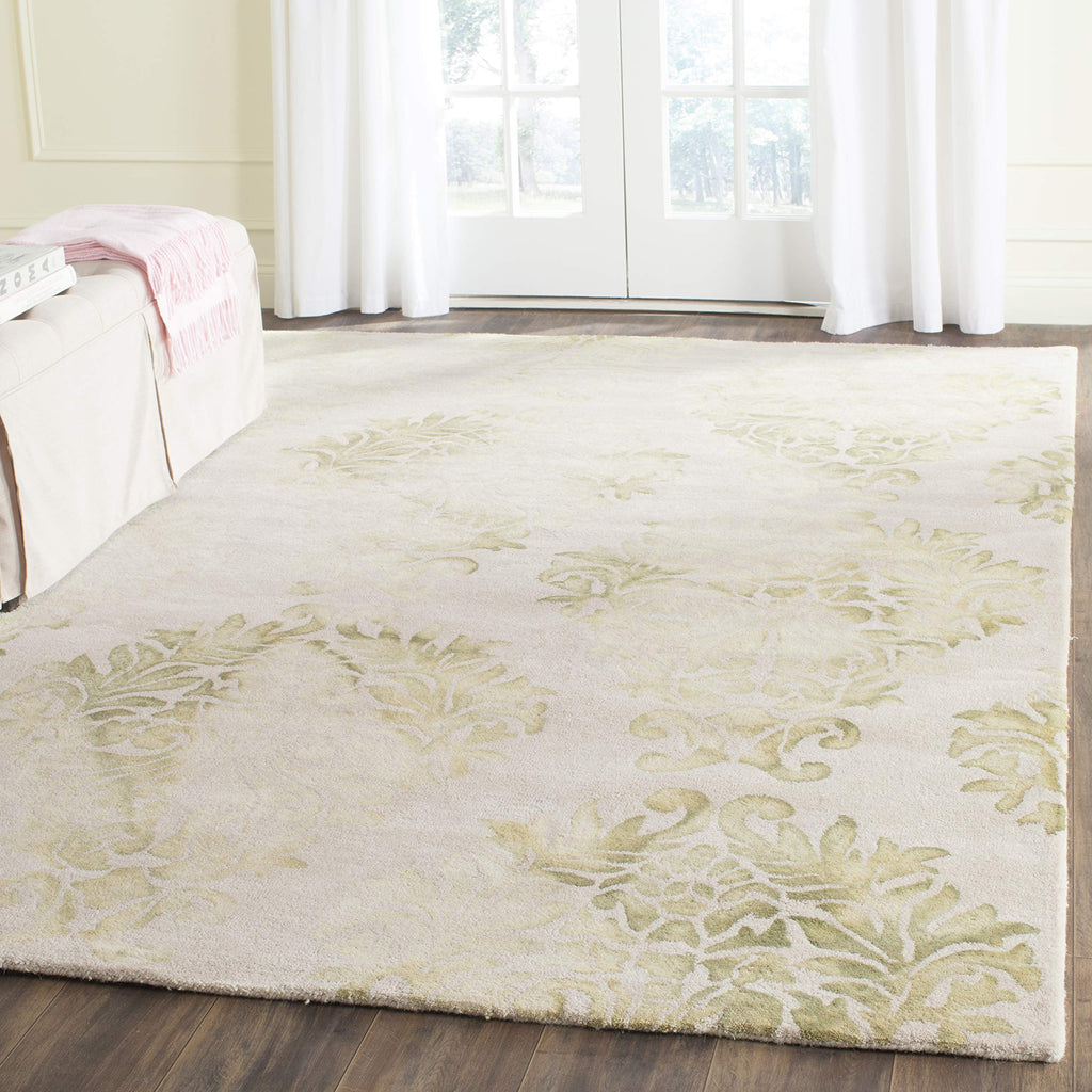 SAFAVIEH Dip Dye Collection 8' x 10' Beige / Green DDY516B Handmade Damask Premium Wool Area Rug