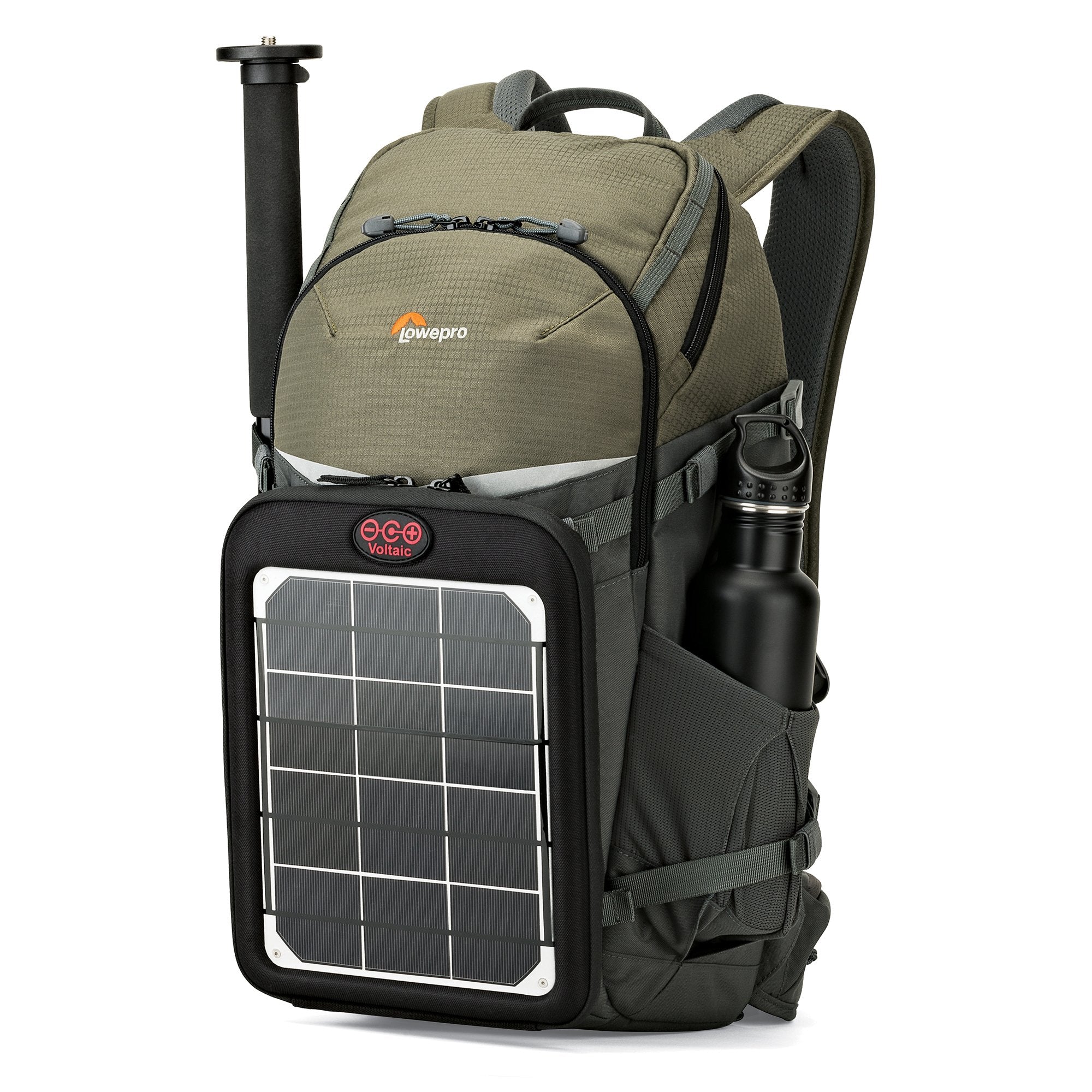Lowepro LP37015-PWW, Flipside Trek BP 350 AW Backpack for Camera, Stores DSLR with Lens Attached, Extra Lenses, Tripod, 10 Inch Tablet Grey/Dark Green