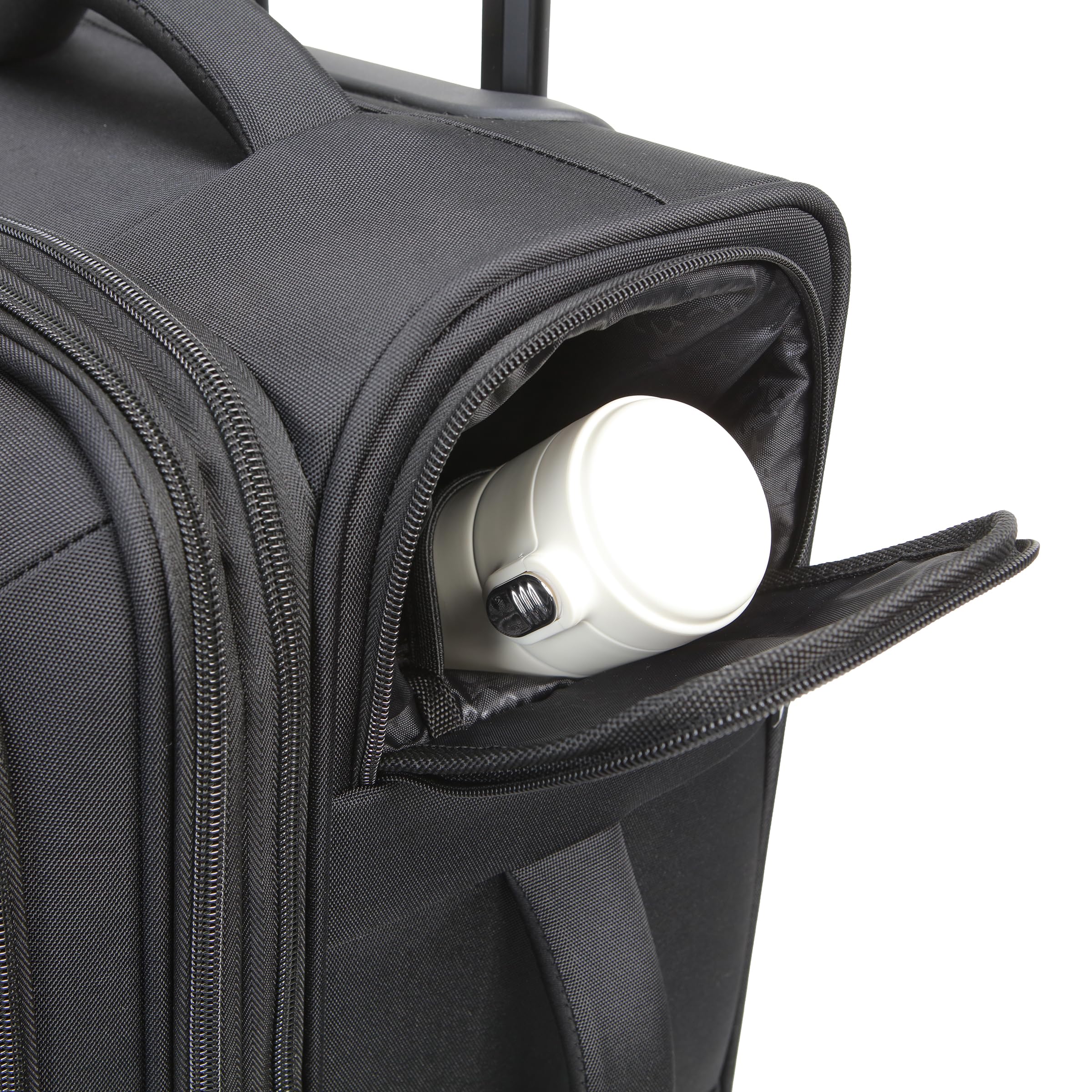 Kenneth Cole REACTION The Venturer 2-Piece Softside 8-Wheel Spinner Luggage Travel Set: 20" Carry-On & 28" Checked Suitcase, Black