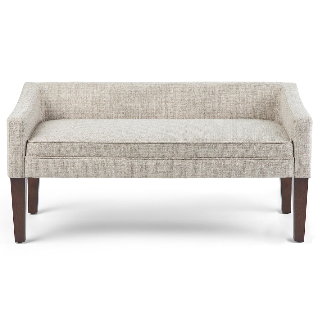 SIMPLIHOME Parris Upholstered Bench - 50 inch Wide Upholstered Hallway Seat in Platinum, Contemporary Bench for Entryway or Living Room with Tufted Cushion, Solid Wood Legs and Sleek Profile