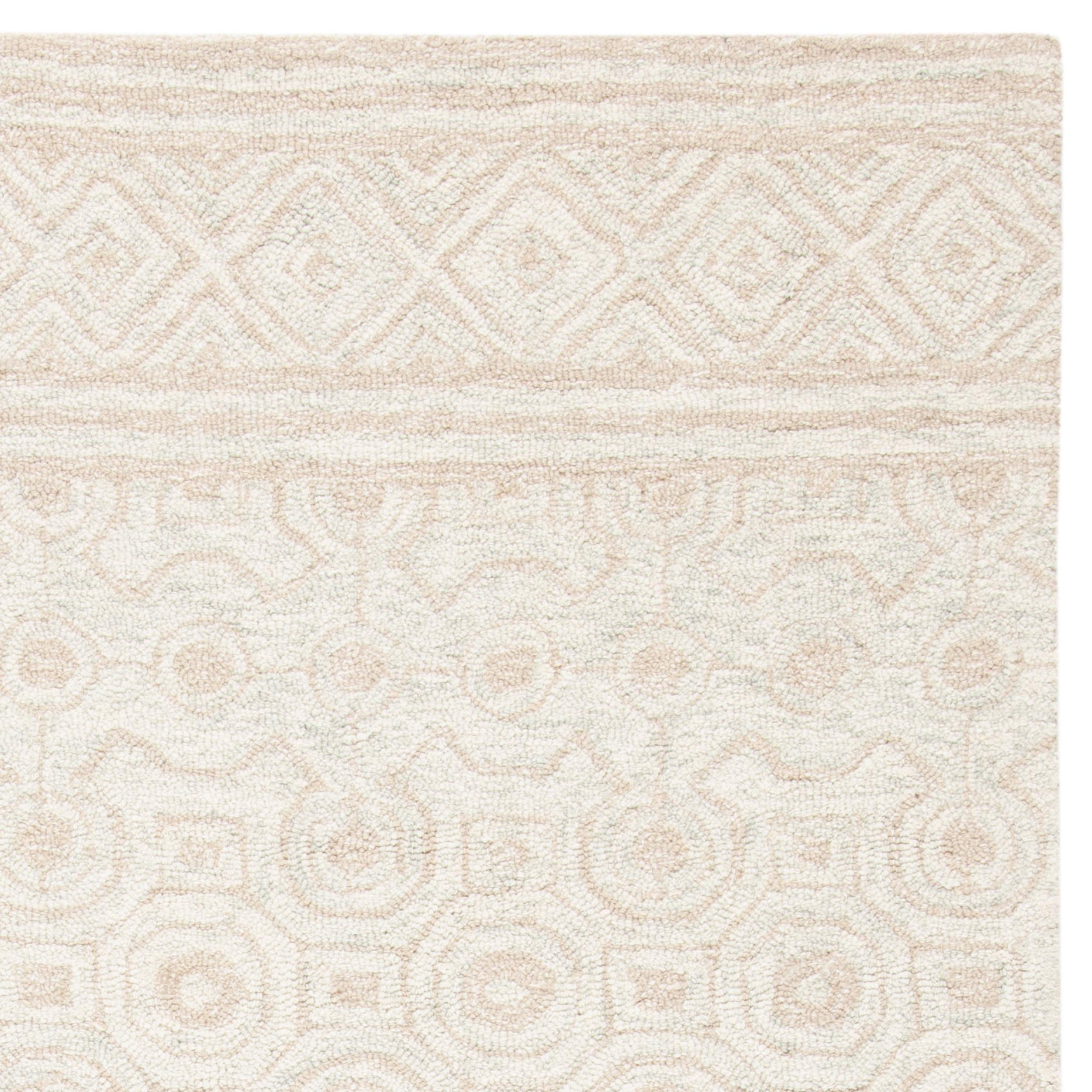 SAFAVIEH Area Rug 8x10 - Micro-Loop Collection - Large - Ivory & Light Green, Handmade Wool, Ideal for Living Room, Bedroom, Office, Dining Space (MLP950A)