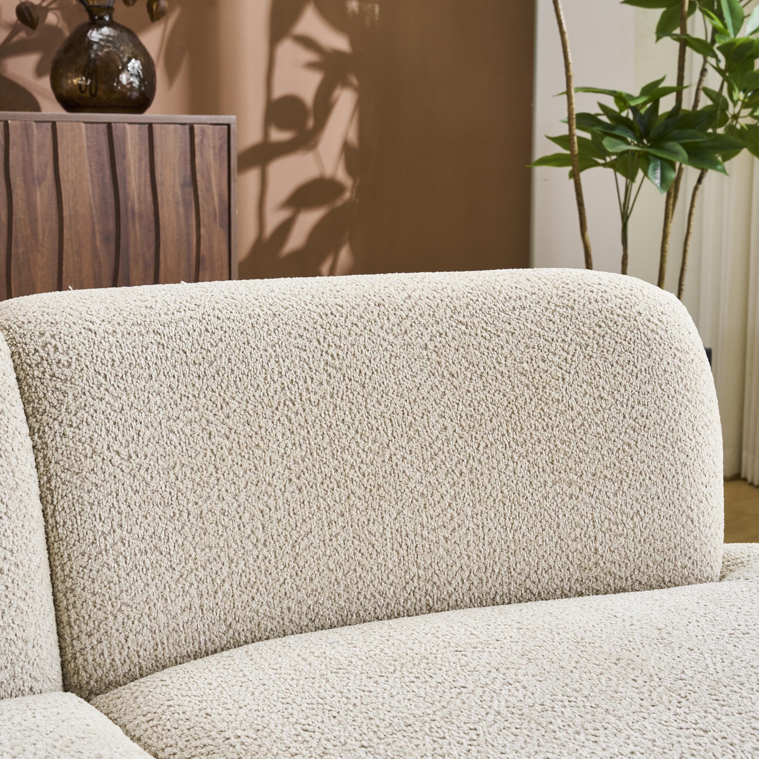 Merax 73" Curved Cloud Loveseat, Boucle Upholstered 2 Seater Sectional Sofa with Wooden Frame, Modern Curved Cloud Couch for Living Room, Cozy Leisure Couches, Easy Assembly, Beige