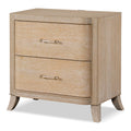 Furniture of America Saries Transitional Solid Wood 30-inch 2-Drawer Nightstand with Acrylic Hardware, Wooden Bedside Table, No Assembly for Bedroom, Guest Room, Space Saving, Natural Oak