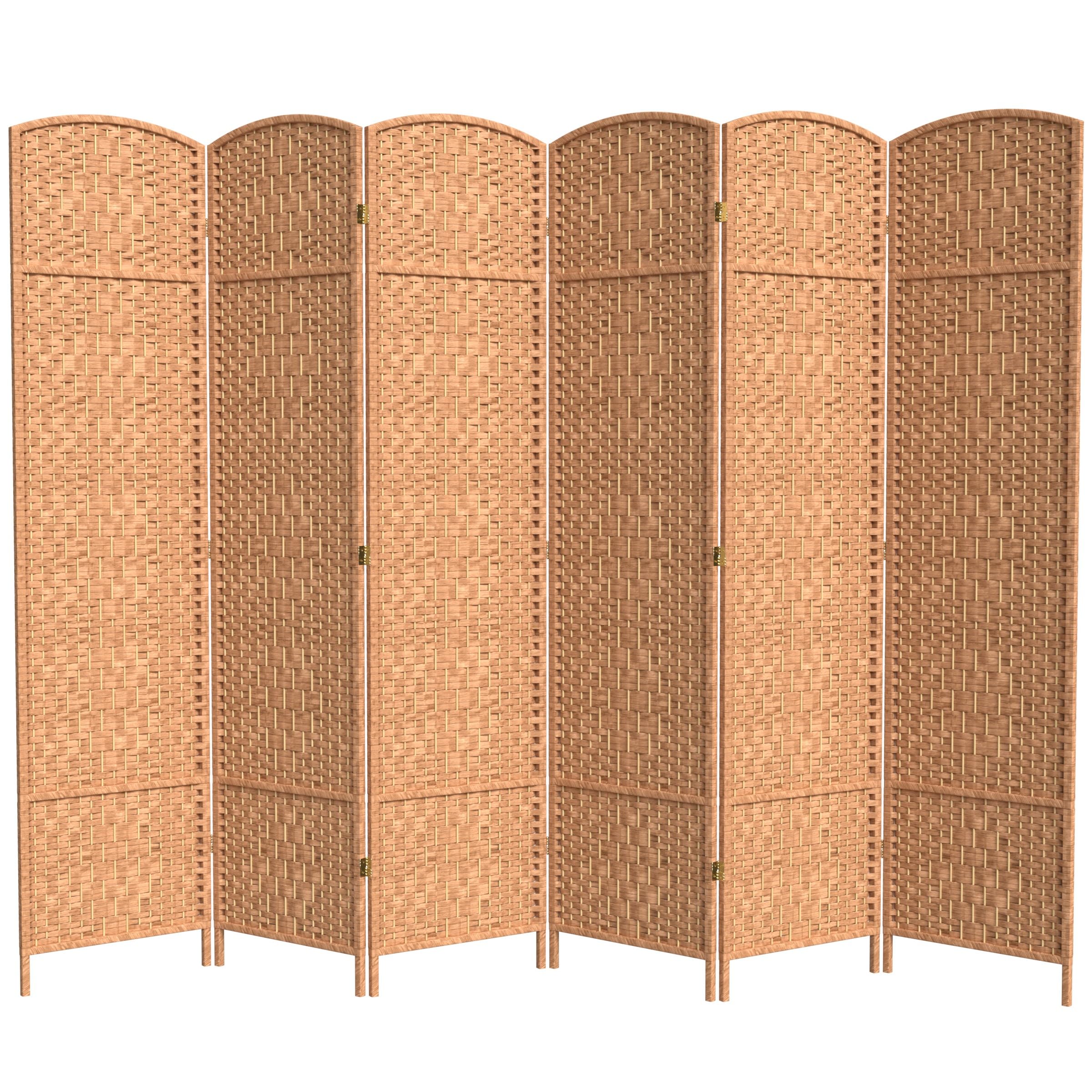 Red Lantern 7 ft. Tall Diamond Weave Room Divider - Natural - 6 Panels