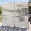 Trygoal Privacy Screen Outdoor 60" Hx35 W Freestanding Privacy Panel with Stand, HDPE Decorative Privacy Fence with Sandblasting Louver Pattern, Patio Divider Screen, Privacy Screens for Outside
