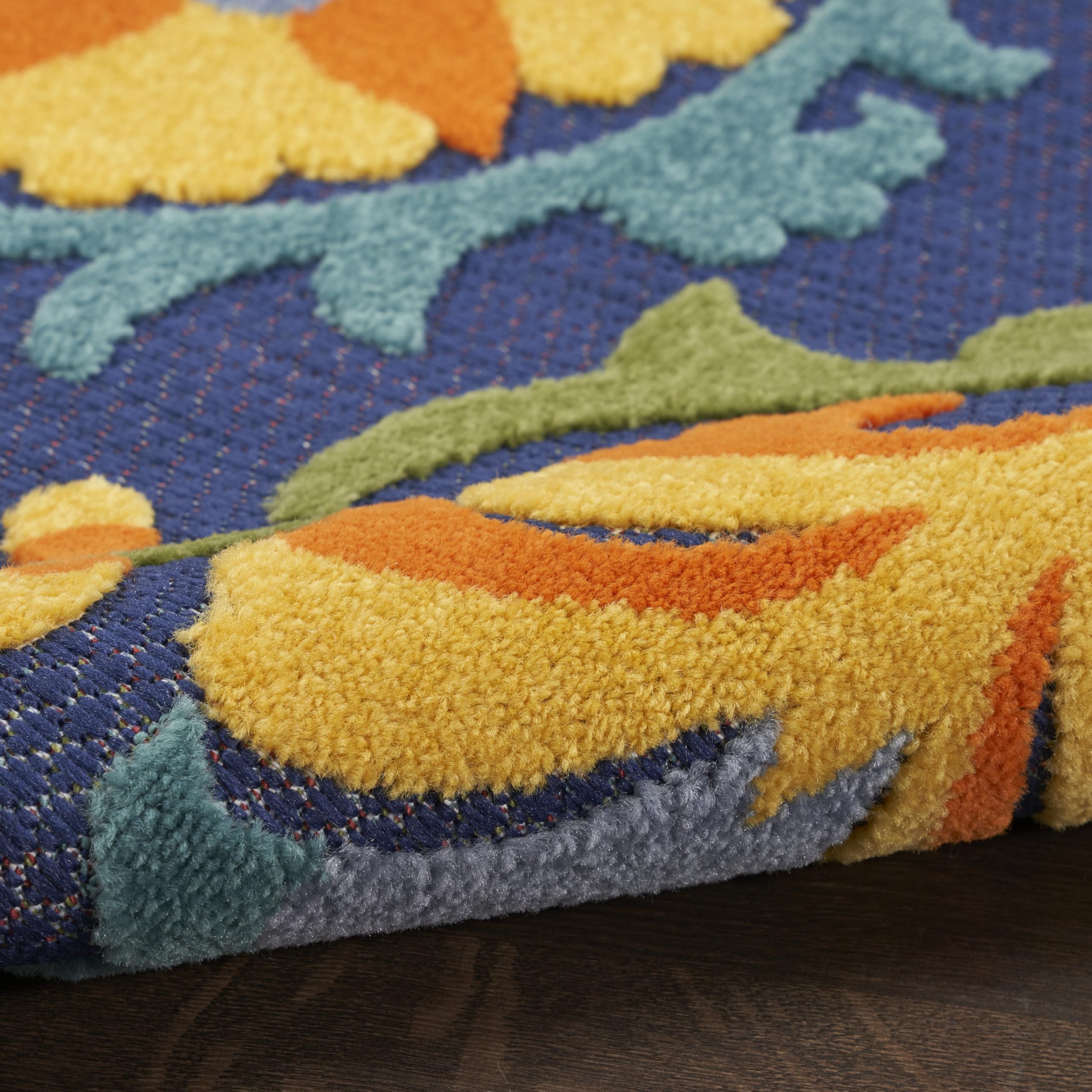 Nourison Home Aloha Navy Multicolor 9' x 12' Area Rug - Easy Clean, Non Shedding, Bed Room, Living Room, Dining Room, Kitchen (9' x 12')