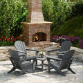 Costaelm Patio Conversation Set, Patio Chairs Set of 5 Balcony Firepit Furniture Outdoor Adirondack Square Table and Chair Backyard Furniture Set for Lawn Porch Pool Garden, Gray