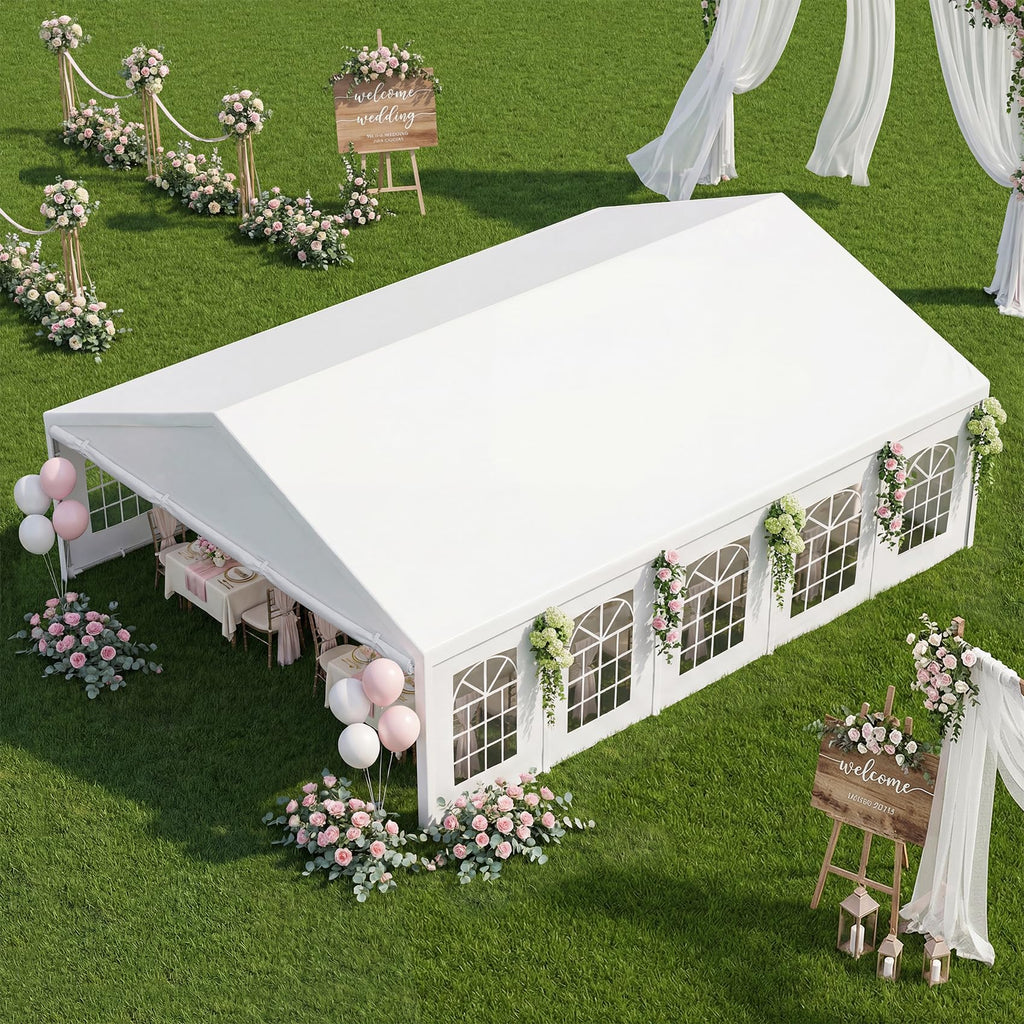 ADRERIC 16x32 Party Tent Heavy Duty White Canopy Large Outdoor Event Shelter with Removable Sidewalls, Waterproof Gazebo for Wedding, Backyard, Parties