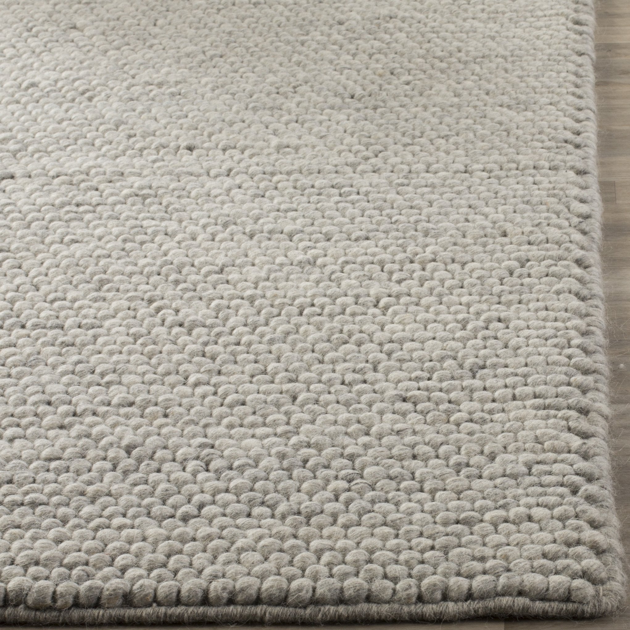 SAFAVIEH Natura Collection Area Rug - 9' x 12', Silver, Handmade Wool Blend, Textured Design, Ideal for Living Room, Bedroom, Dining Space (NAT620C)