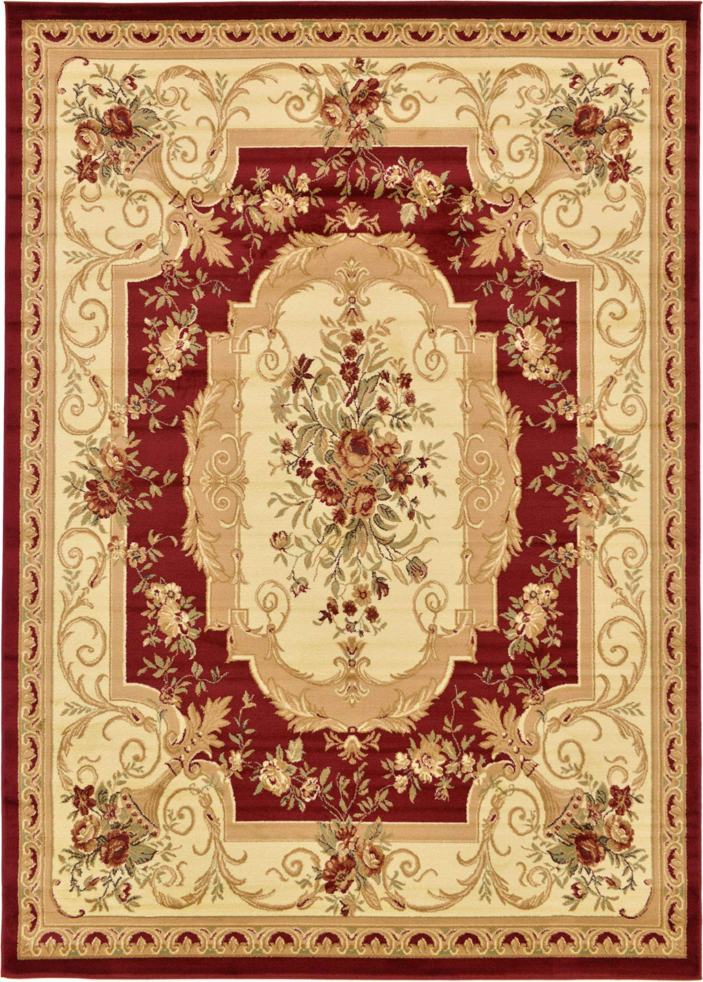 Unique Loom Versailles Collection Traditional Classic Floral Motif Area Rug (8' 0 x 11' 4 Rectangular, Burgundy/ Ivory)
