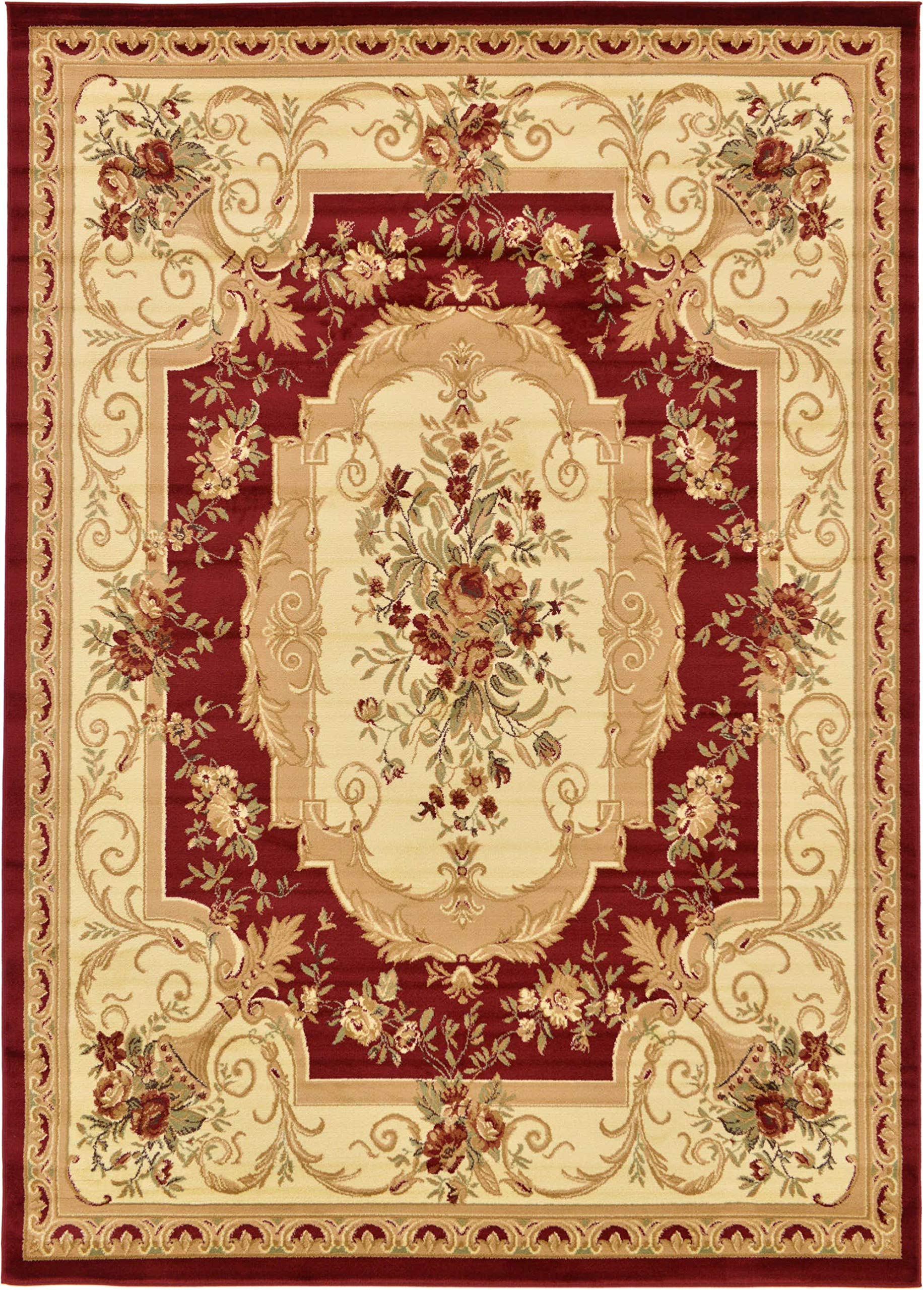 Unique Loom Versailles Collection Traditional Classic Floral Motif Area Rug (8' 0 x 11' 4 Rectangular, Burgundy/ Ivory)