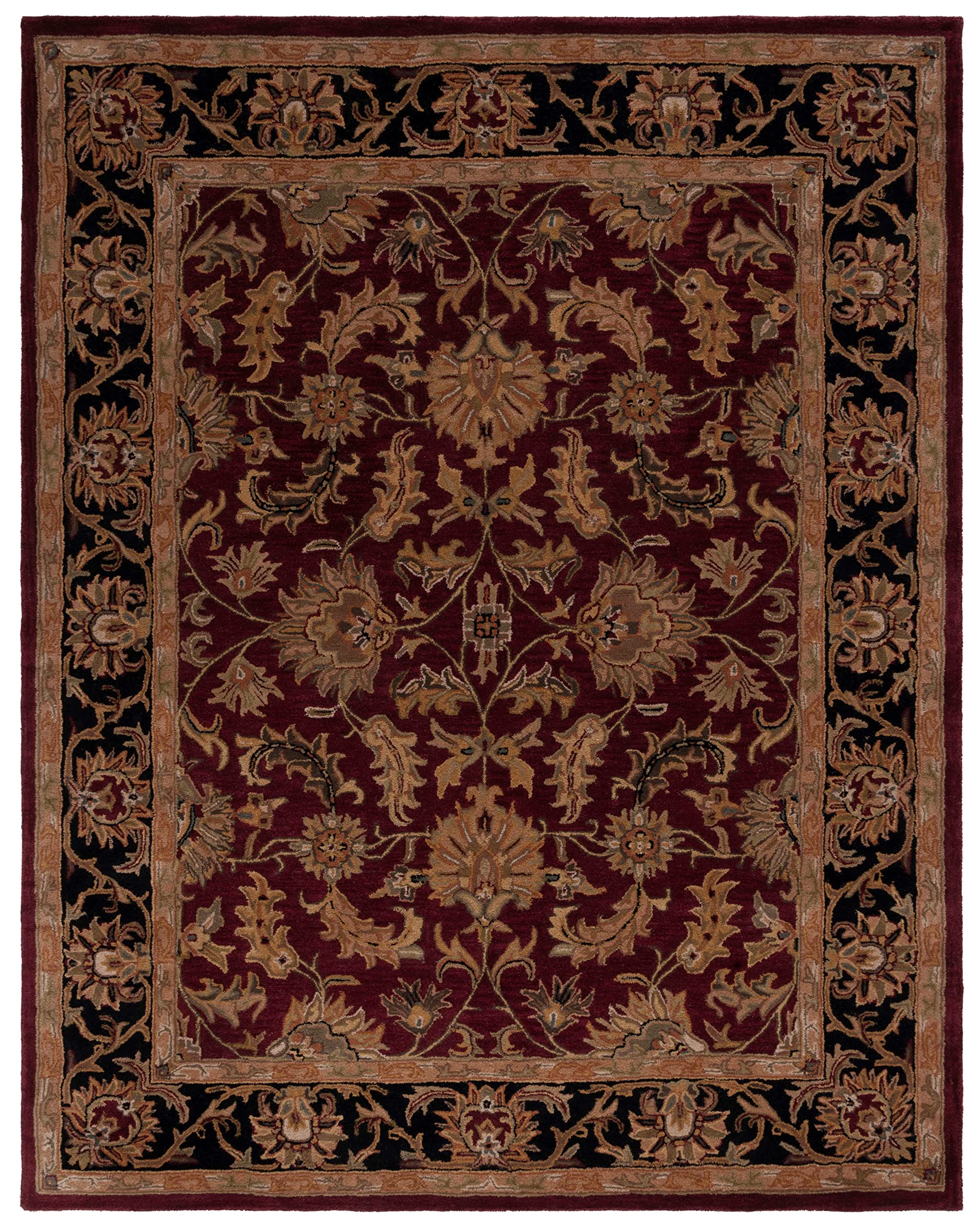 SAFAVIEH Heritage Collection Area Rug - 7'6" x 9'6", Red & Black, Handmade Traditional Oriental Wool, Ideal for High Traffic Areas in Living Room, Bedroom (HG628C)