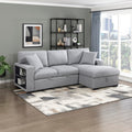 Lexicon 92.5" W L Shape Sectional Couch with Right Storage Chaise and Pull Out Sofa Bed, Sectional Sleeper Sofa with Memory Foam Seat Cushion, Charging Port, Storage Shelf for Living Room, Gray