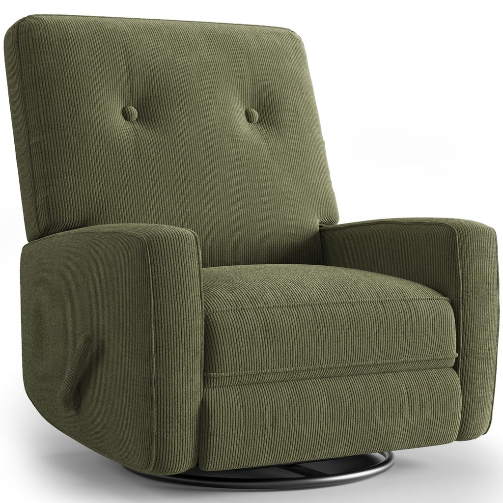 GarveeHome Recliner Chairs, Swivel Rocker Recliner, Glider Recliner Nursery Chair for Adults, 360° Swivel Glider Rocking Chair for Living Room, Bedroom, Office, RV, Small Spaces, Corduroy, Green