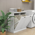 Gecheer Two-Compartment Tilt-Out Laundry Sorter Cabinet - Organized and Easy to Clean Modern Bathroom Storage Cabinet, Bathroom Shelf, Freestanding Cupboard for Living Room LYKW112049950