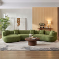 KEIKI 177" Curved Oversized Boucle Modular Sectional Sofa with Left Chaise, Upholstered 6-Seater Comfy Couch with 40D High-Resilience Seat Cushion & 5 Pillows, Easy Assembly, for Living Room, Green