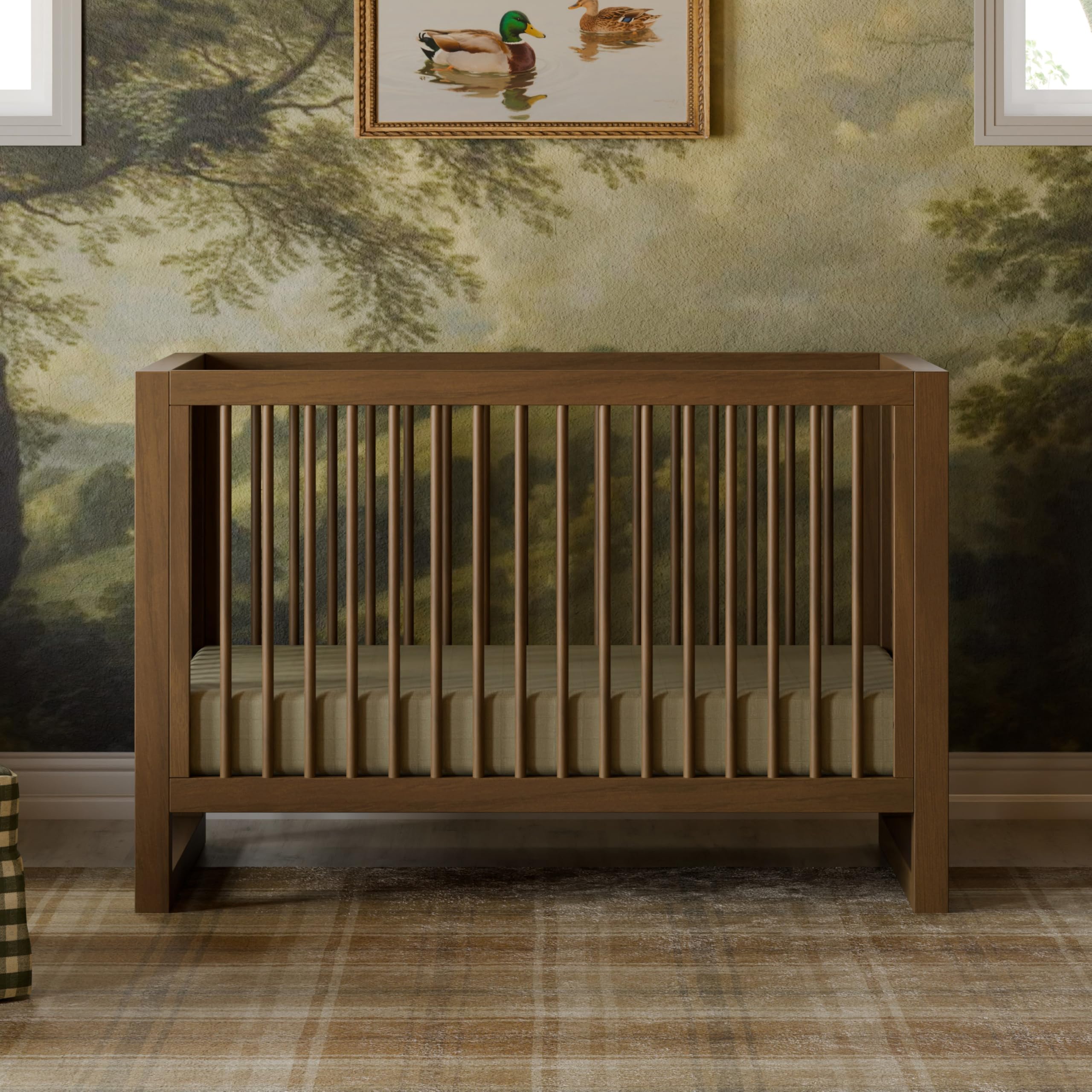 Namesake Nantucket 3-in-1 Convertible Crib with Toddler Bed Conversion Kit in Natural Walnut, Greenguard Gold Certified