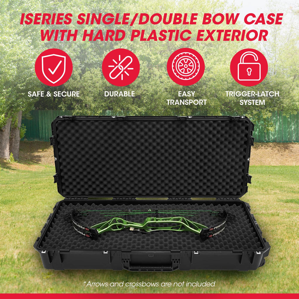 SKB Cases iSeries 4719-8 Ultimate Single or Double Bow Case, Hard Plastic Case for 44-Inch and 46-Inch Bows, Includes Trigger-Release Latch System