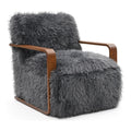 Furniture of America Ramos Modern Lounge Chair with Ultra Soft Faux Fur, Long-Haired Accent Sofa, Tight Seat and Back Single Couch, Fluffy Living Room Seating, No Assembly Needed, Charcoal Gray
