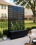TinFrey 73" Tall Privacy Planters with Trellis, Freestanding Metal Planter Box with Trellis on Wheels, AC Unit Cover for Patio, Hide Trash Cans Pool Equipment, 5 Built-in Drainage Holes - Black