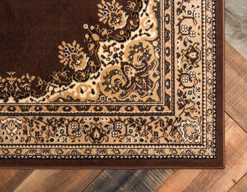 Unique Loom Reza Collection Traditional Persian Style Area Rug, 9 ft 10 in x 13 ft, Brown/Ivory
