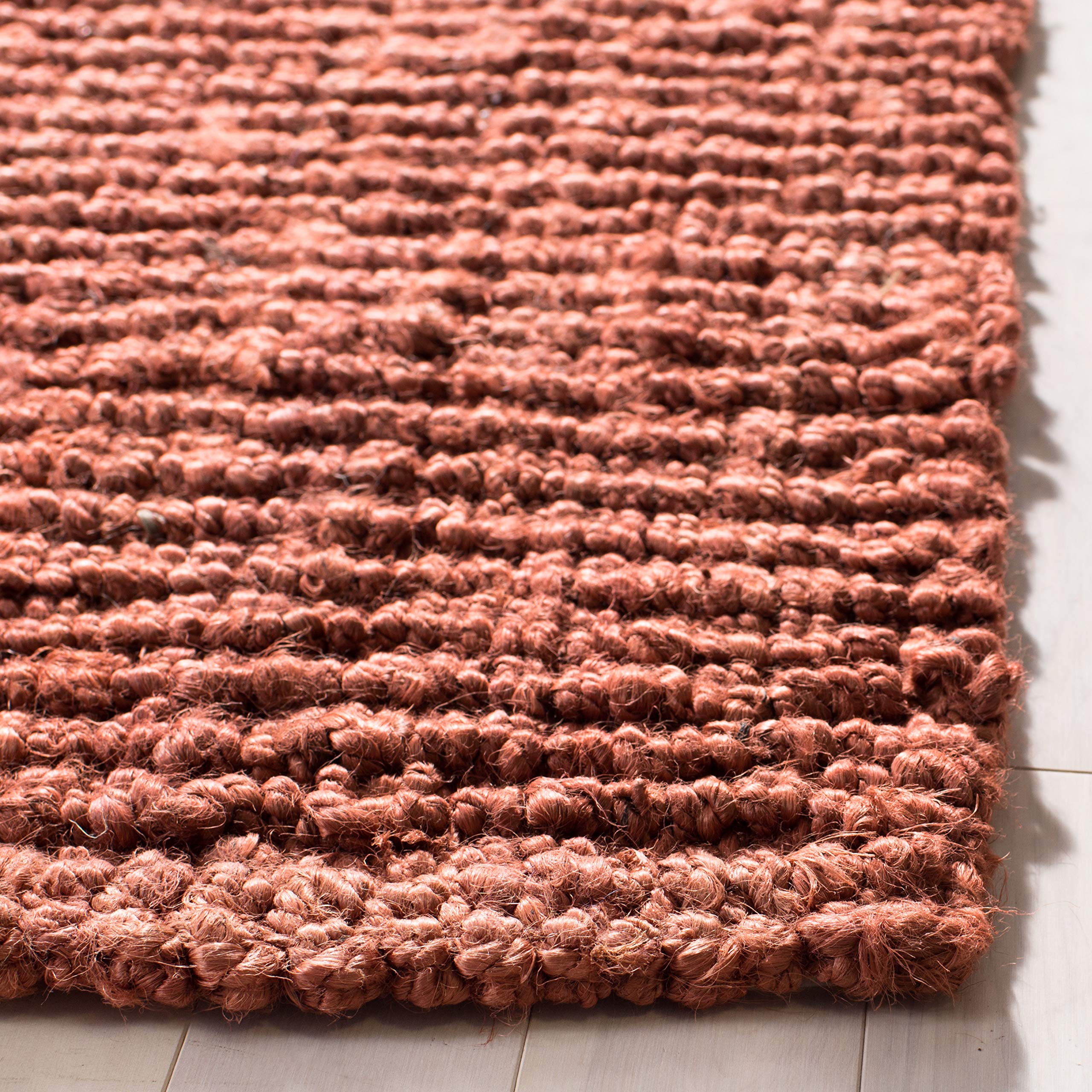 SAFAVIEH Area Rug 8x10 - Natural Fiber Collection - Large - Rust, Handmade Jute, Farmhouse Style, Chunky Textured Thick Pile (NF447C)