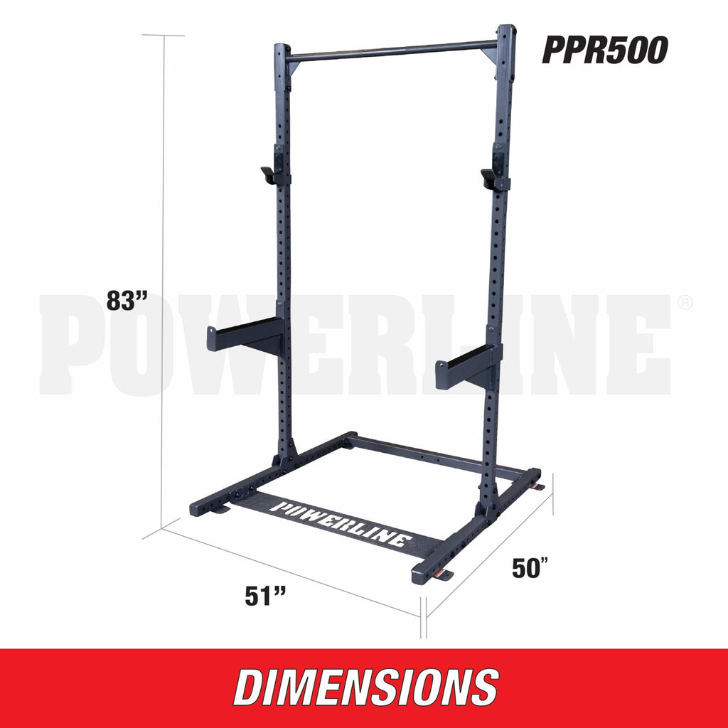 Body-Solid Powerline (PPR500) Half Rack - Compact Power Cage with J-Cups & Safety Spotter Arms for Home Gym Strength Training