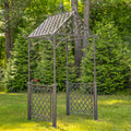9.5ft T Iron Garden Arch with Embellished Trellis London 1820" (Antique Bronze)
