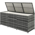 LMJITDS PE Resin Woven Outdoor Storage Chest with Waterproof Liner Enhanced Fade Protection UV Resistant Long-Lasting Durable Slate Gray