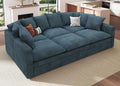 HONBAY Modular Sectional Sleeper Sofa, Corduroy 6 Seater Couch with Storage, Sectional Sleeper Couches for Living Room, Blue