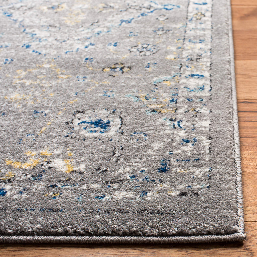 SAFAVIEH Evoke Collection Area Rug - 10' x 14', Dark Grey & Yellow, Boho Oriental Design, Non-Shedding & Easy Care, Ideal for High Traffic Areas in Living Room, Bedroom (EVK224G)