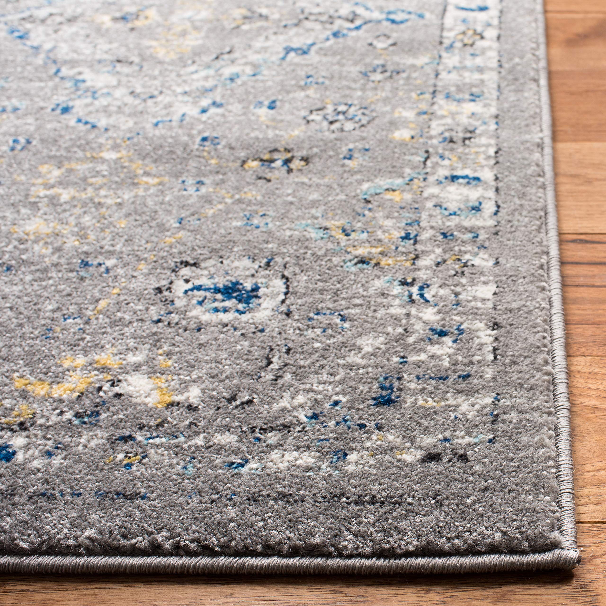 SAFAVIEH Evoke Collection Area Rug - 10' x 14', Dark Grey & Yellow, Boho Oriental Design, Non-Shedding & Easy Care, Ideal for High Traffic Areas in Living Room, Bedroom (EVK224G)