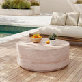 Christopher Knight Home Helen 27.5" Round Coffee Table, MGO Side Table for Patio Furniture Set, Modern Accent Table for Both Indoor and Outdoor Use, End Table for Patio/Deck/Garden, Travertine