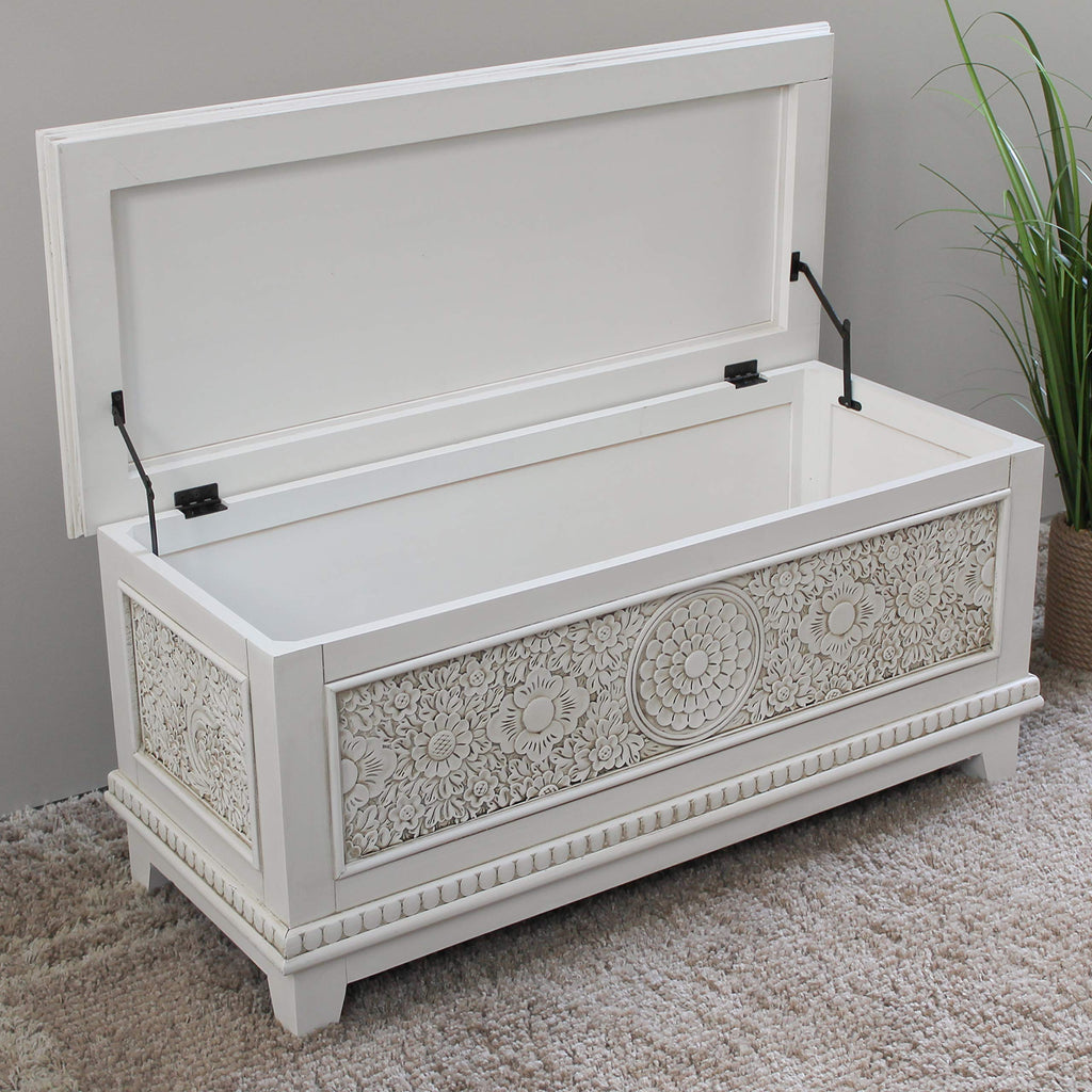 International Caravan Furniture Piece Windsor Carved Wood Trunk