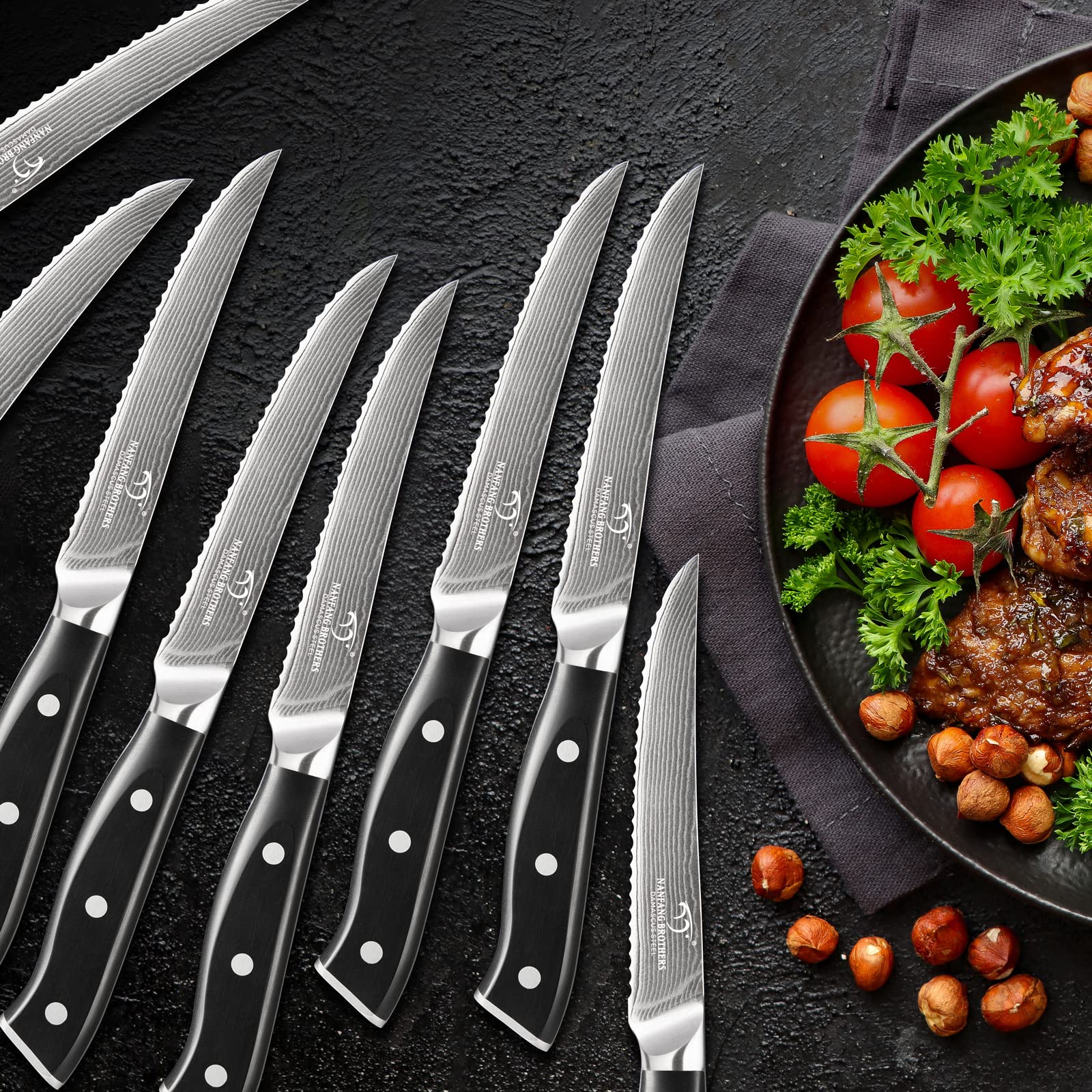 Knife Block Set, 18-Piece Damascus Kitchen Knife Sets with VG10 Core Blades, 67-Layer Damascus Steel, ABS Ergonomic Handle, Compact Knife Block Design, Suitable for Placement in Small Spaces