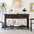 Merax Wood Farmhouse Entry Way Hallway Console Table with Drawers and Bottom Shelf Narrow Long Sideboard for Living Room Bedroom Espresso