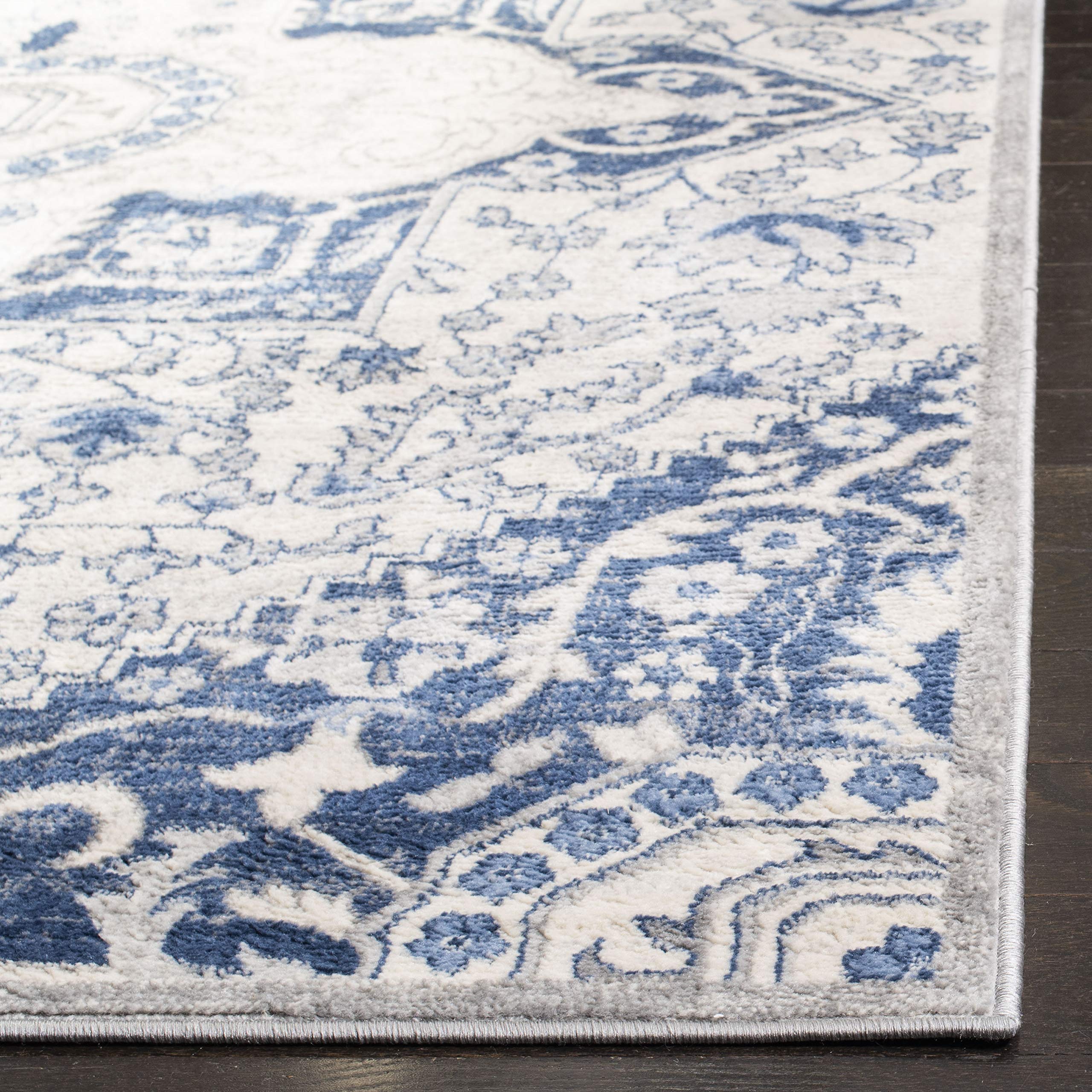 SAFAVIEH Brentwood Collection 10' x 13' Cream/Blue BNT816D Oriental Medallion Non-Shedding Living Room Bedroom Dining Home Office Area Rug