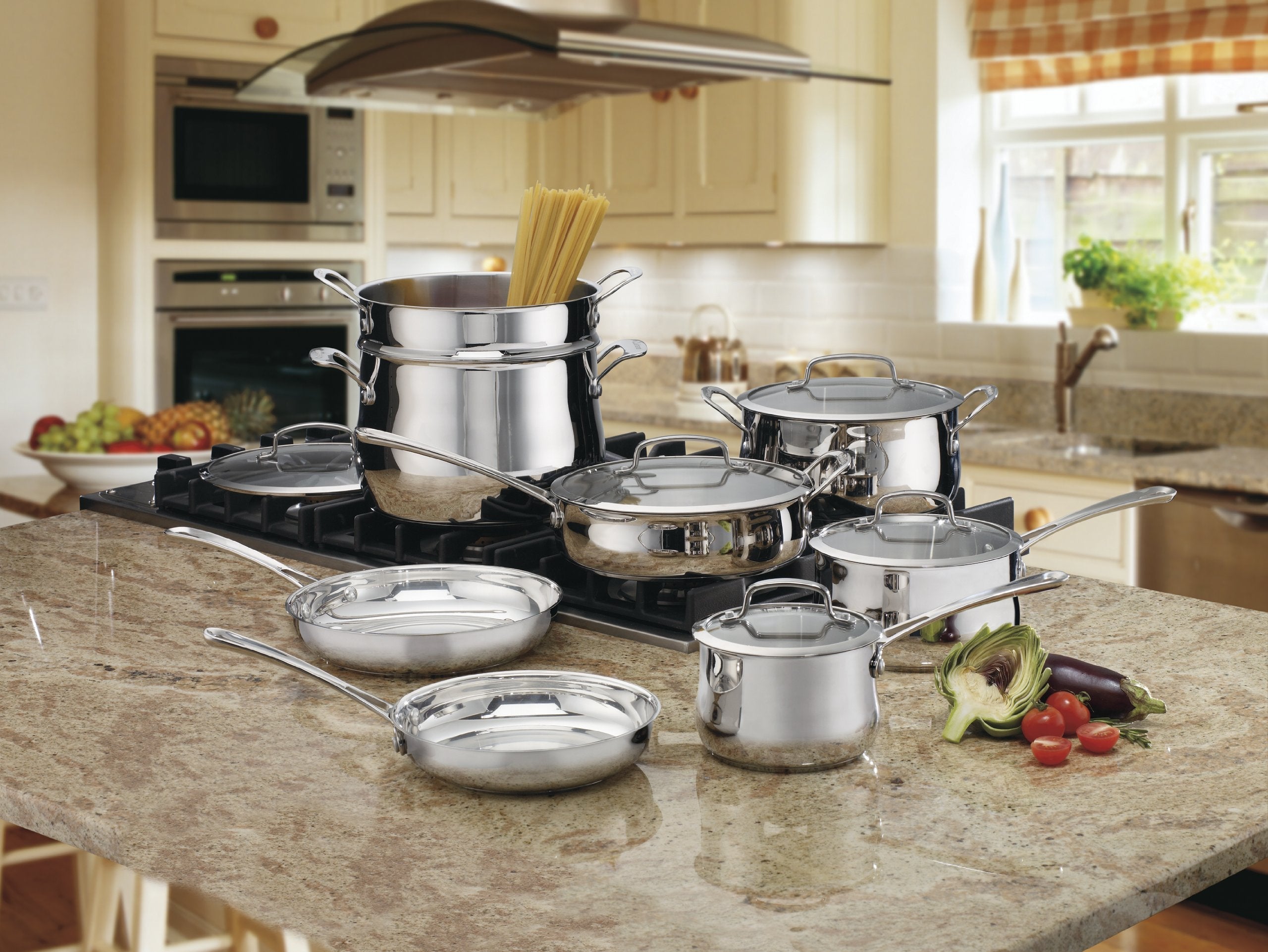 Cuisinart Contour Stainless 13-Piece Cookware Set with 12-Quart Stockpot Bundle