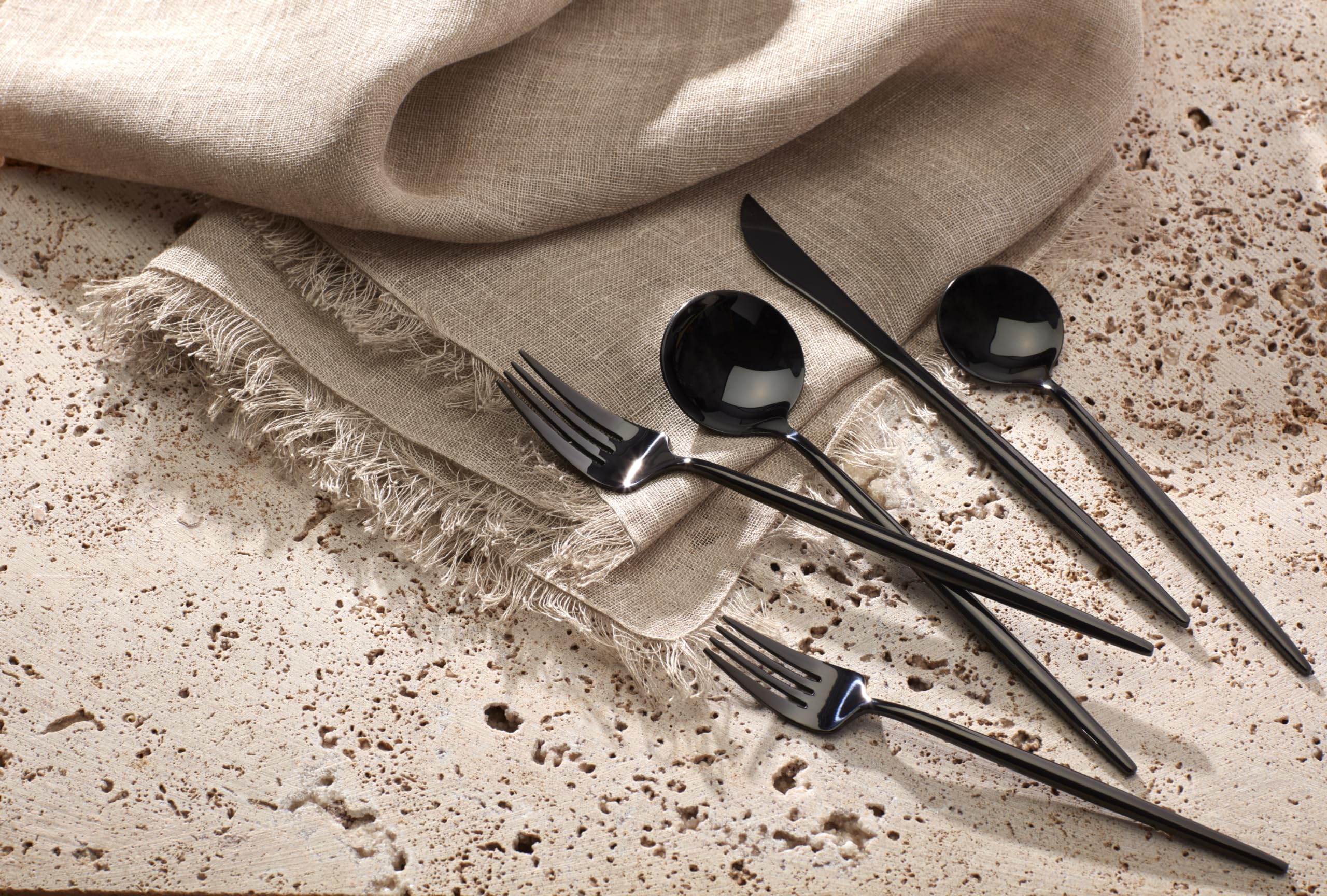 Hampton Forge 894757 Skandia Zephyr Black 45 Piece Flatware Set