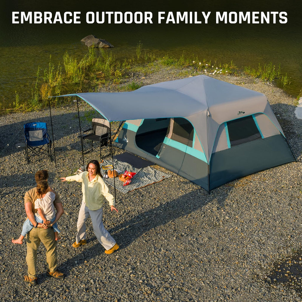 Camping Tent, Instant Cabin Tents for Camping, 8-Person Family Tent, Easy Setup in 60 Seconds with Porch, Large Waterproof Tents for Outdoor Camping, 5 Mesh Windows, Upgraded Ventilation (Green)