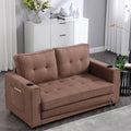 ERYE Foldable Loveseat Sofa Convertible Pull Out Sleeper Sofabed,2 Seat Tufted Upholstered Sofa Modern Convertible Sleeper Couch Bed with Cupholders and Side Pockets