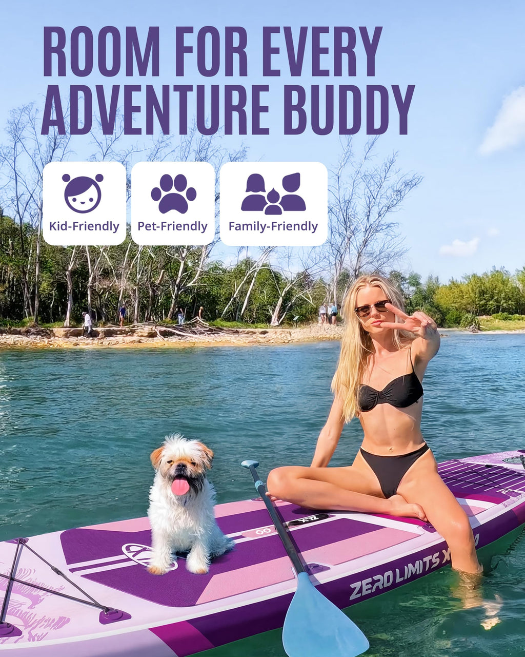 ZLX 11'6"x35" Ultra Wide Inflatable Stand Up Paddle Board | Stable Non-Slip Deck Pad, Unique Fin System, Premium SUP Accessories & Backpack - Upgraded Pump for Adults, All Skill Levels