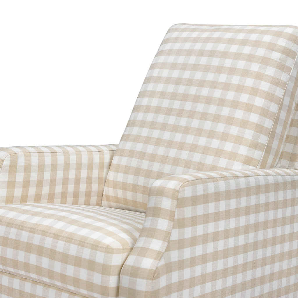 Namesake Crewe Glider Recliner Nursery Chair - GREENGUARD Gold & Certi-PUR US Certified Rocker Recliner - Glider Rocking Chair for Nursery & Living Room - Manual, 360° Swivel, Tan Gingham